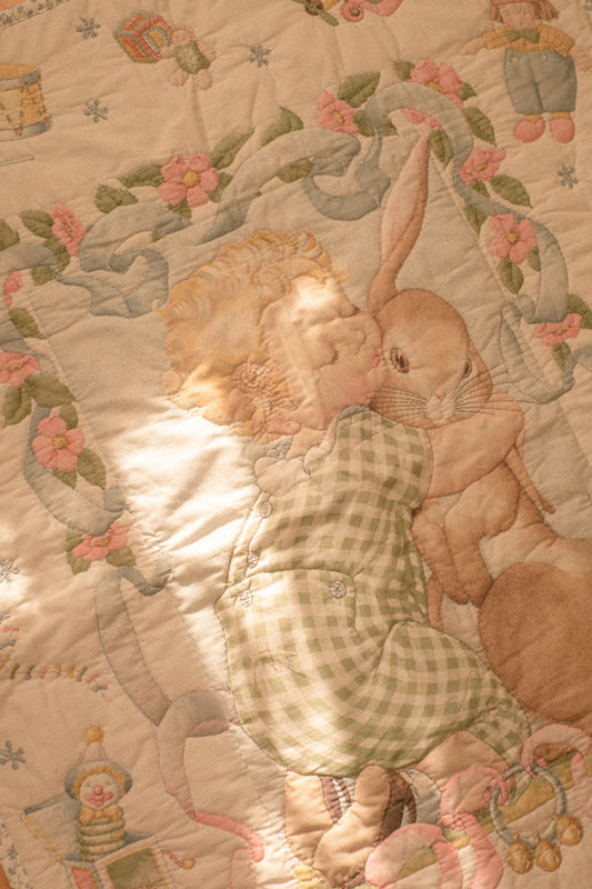 Vintage topstitch baby coverlet quilt