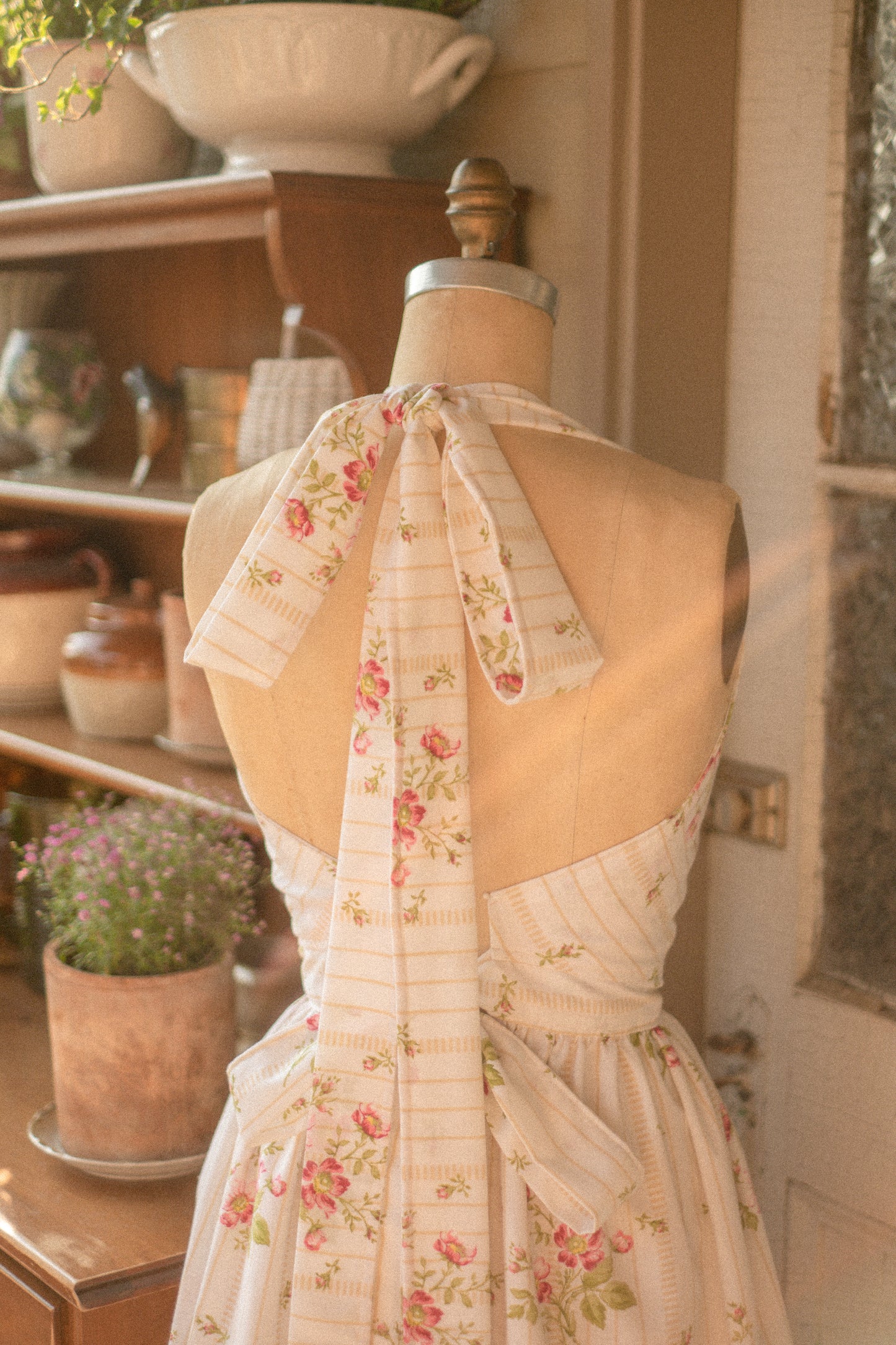 Handmade vintage apron set - petit jardin