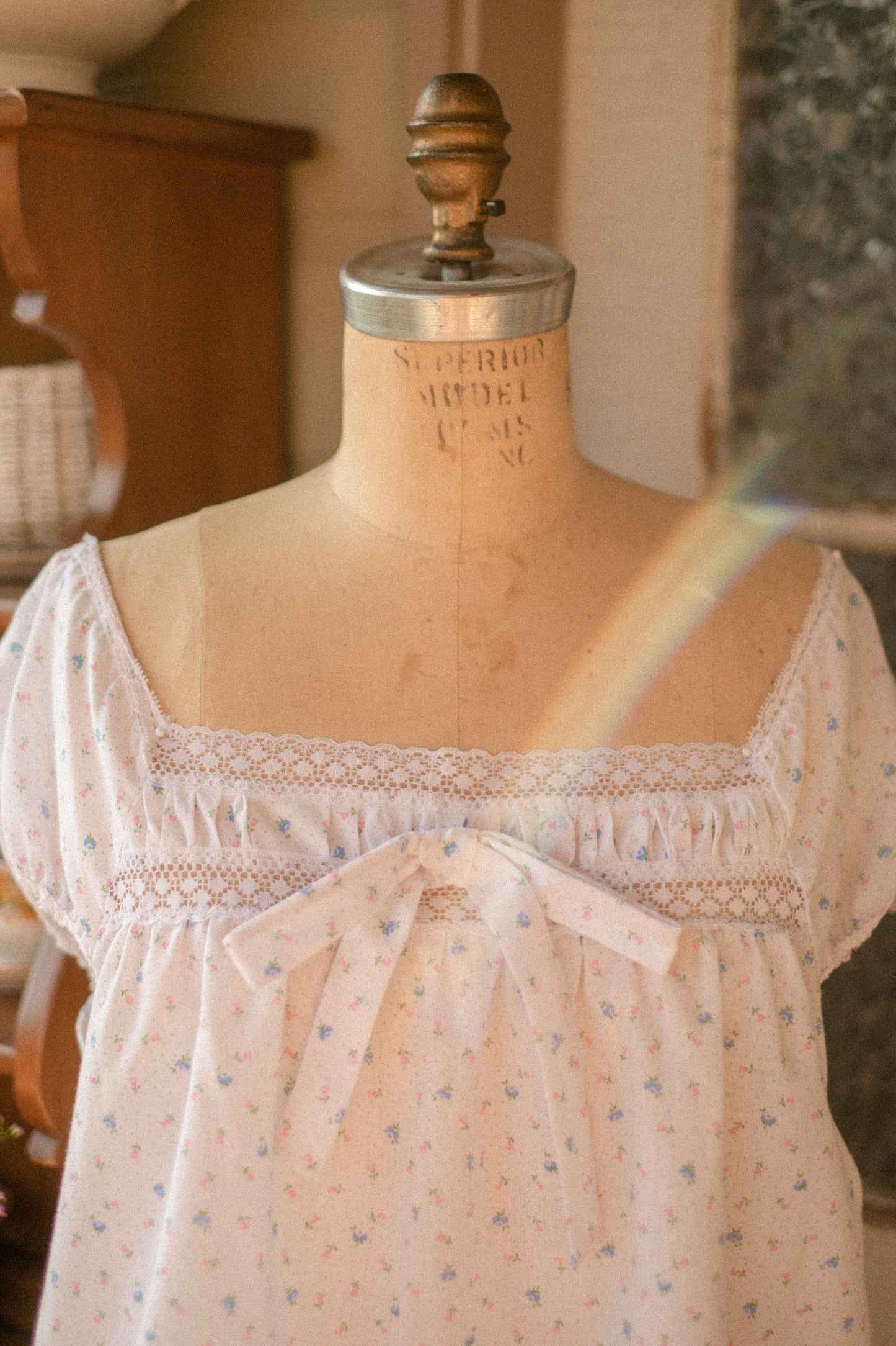 vintage cotton dainty floral pyjamas set
