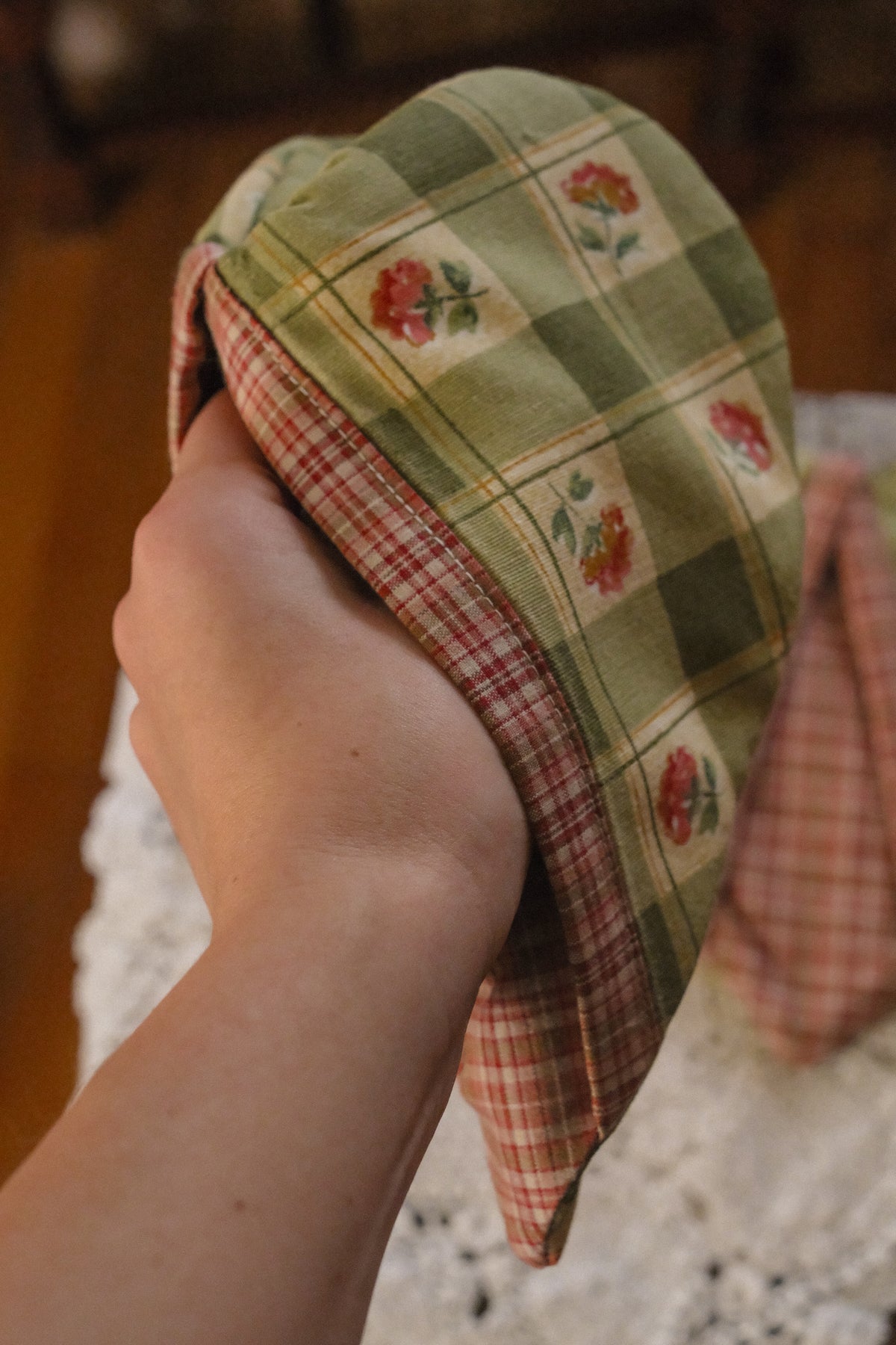 Handmade heart shaped oven mitt set - pomme verte🍏