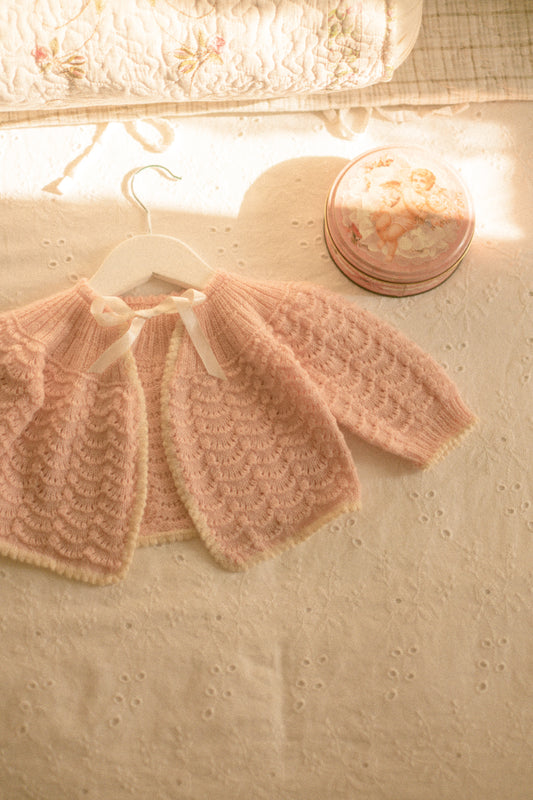 Vintage dusty pink knit cardigan