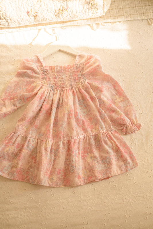 Vintage floral pink peasant dress