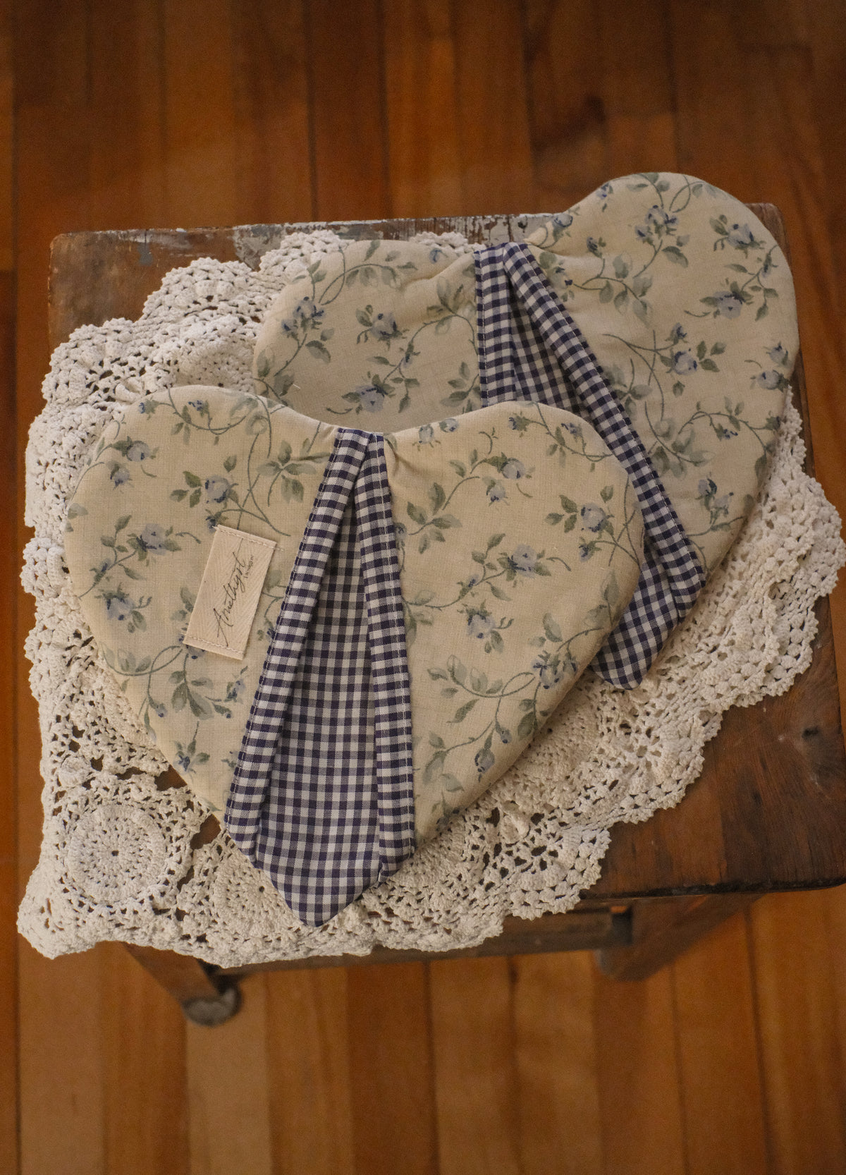 Handmade heart shaped oven mitt set - blueberry pie 🥧🫐