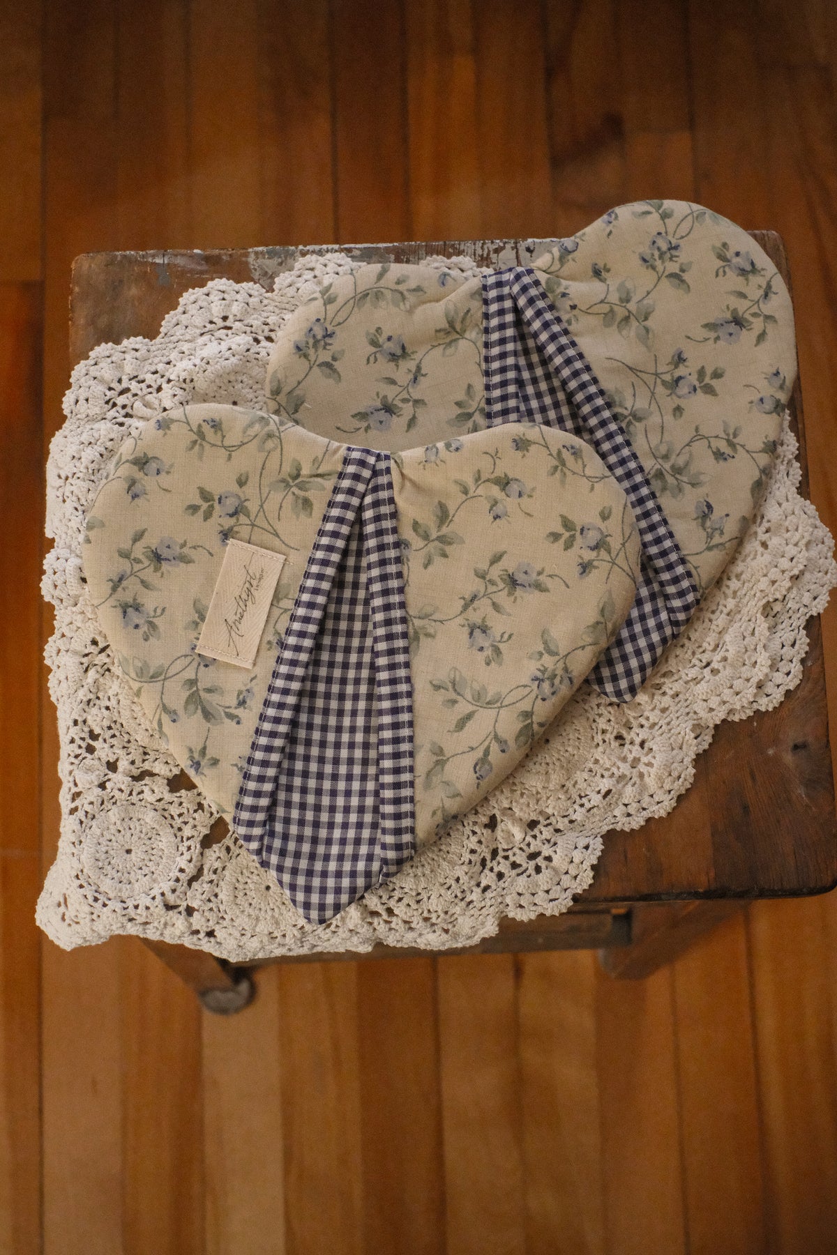 Handmade heart shaped oven mitt set - blueberry pie 🥧🫐