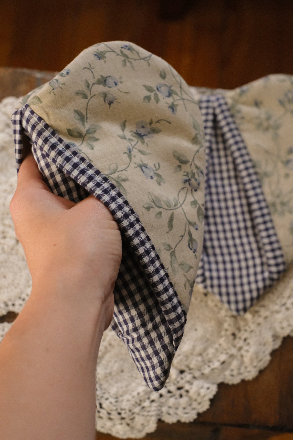 Handmade heart shaped oven mitt set - blueberry pie 🥧🫐