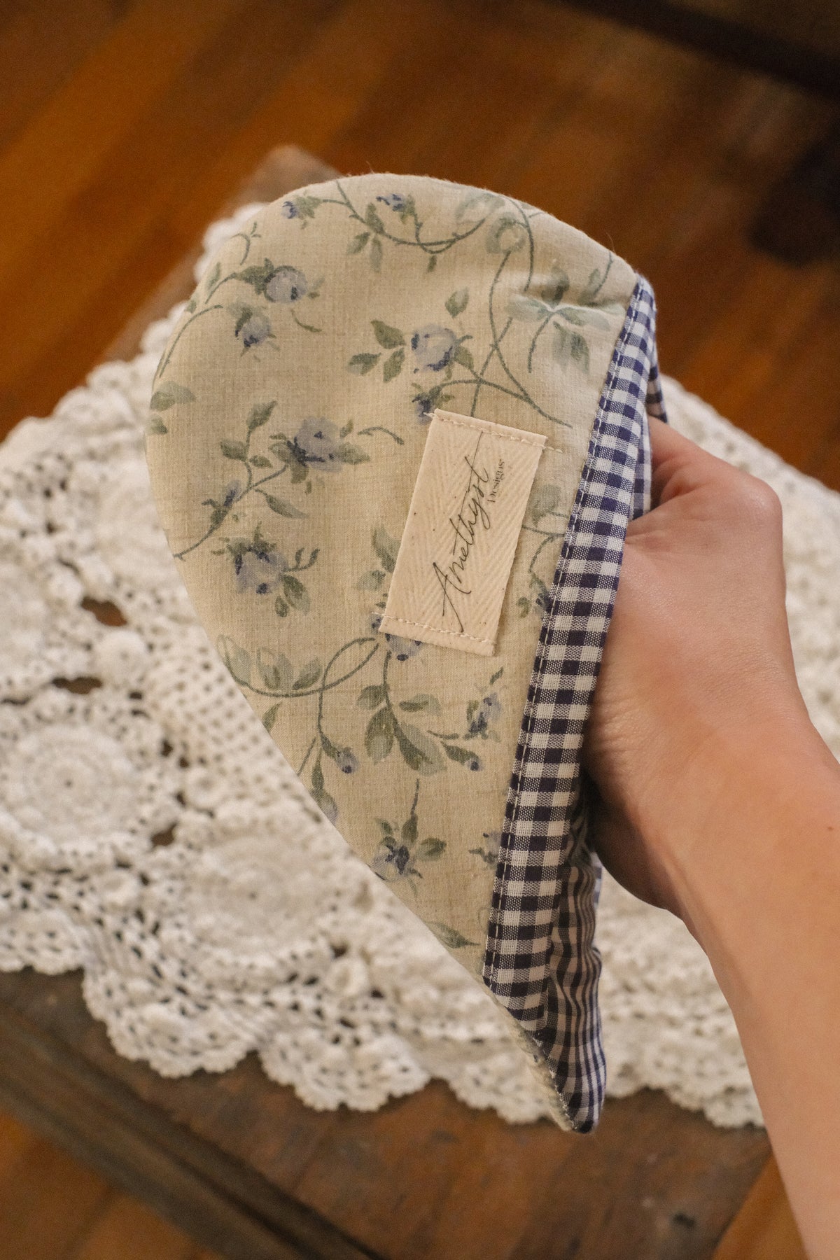 Handmade heart shaped oven mitt set - blueberry pie 🥧🫐