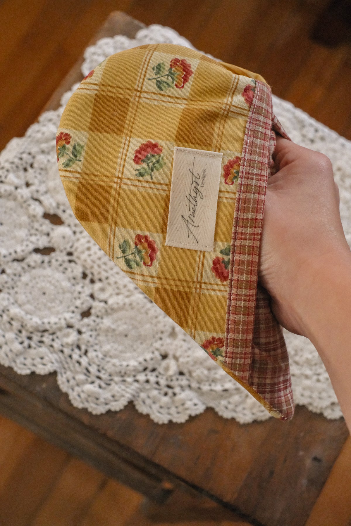 Handmade heart shaped oven mitt set - sunny side up 🌻