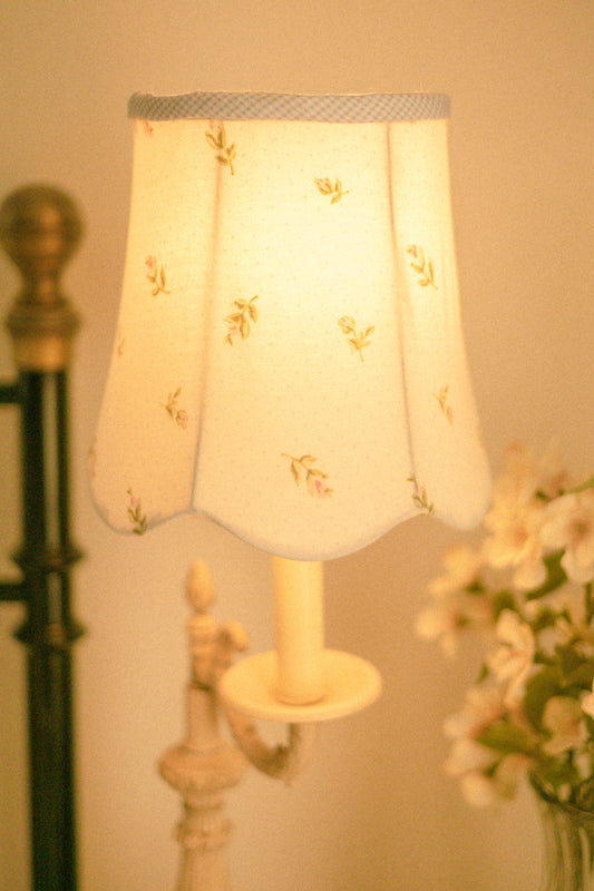 Vintage dainty fabric covered lampshade