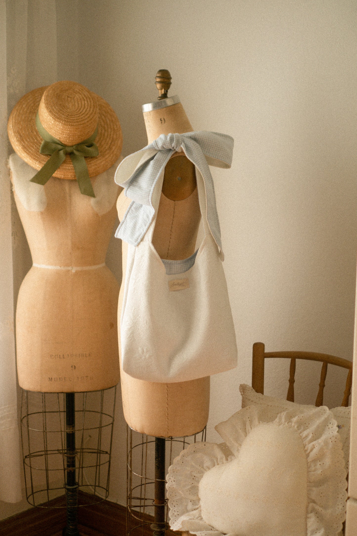 Handmade Ribbon tote - blueberry
