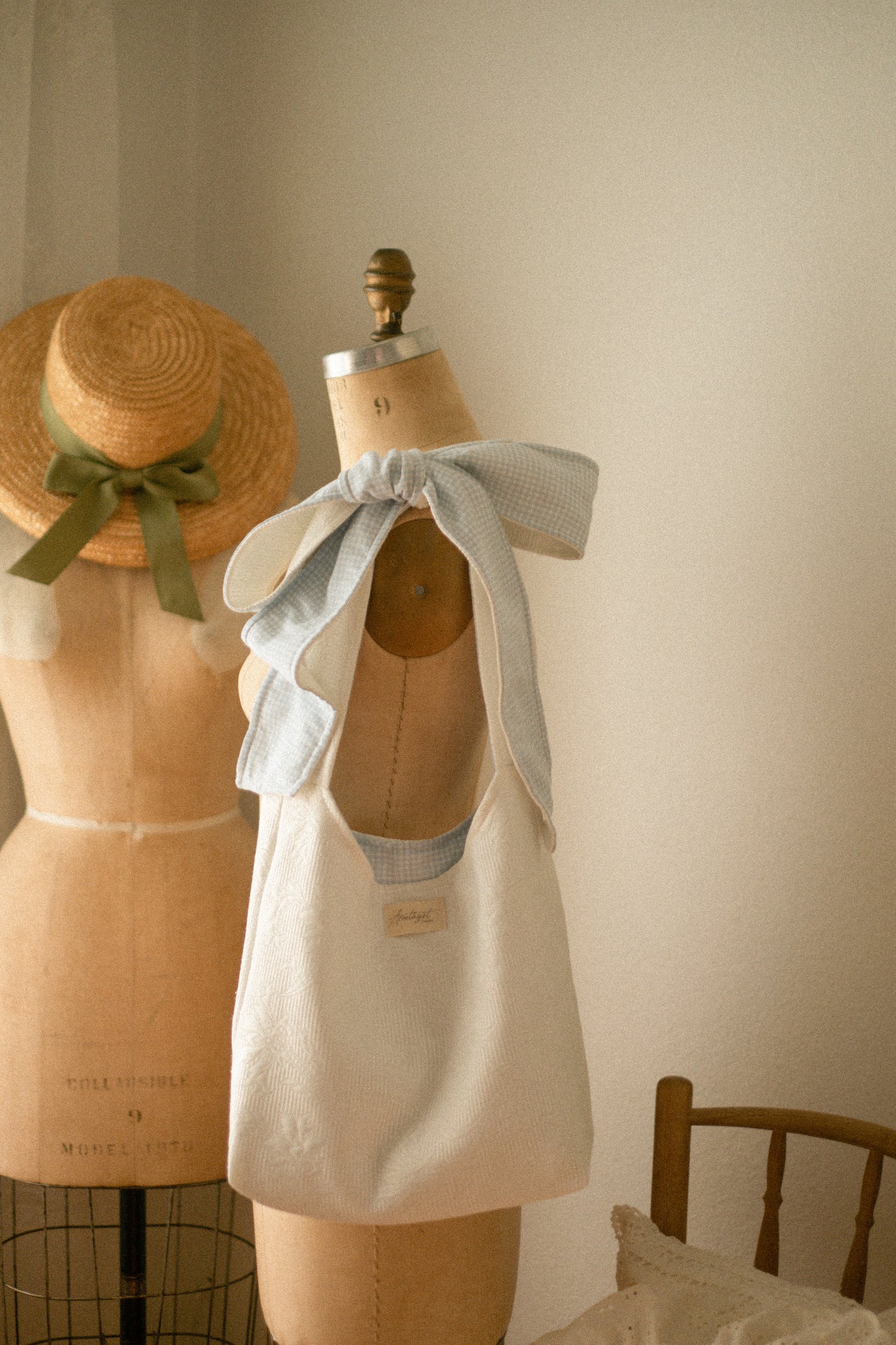 Handmade Ribbon tote - blueberry