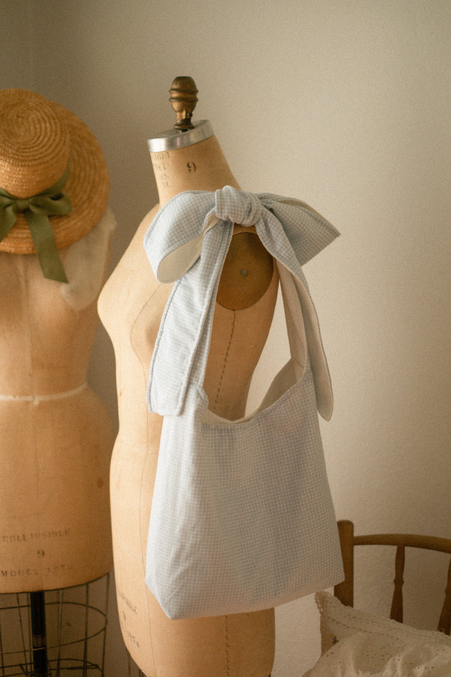 Handmade Ribbon tote - blueberry