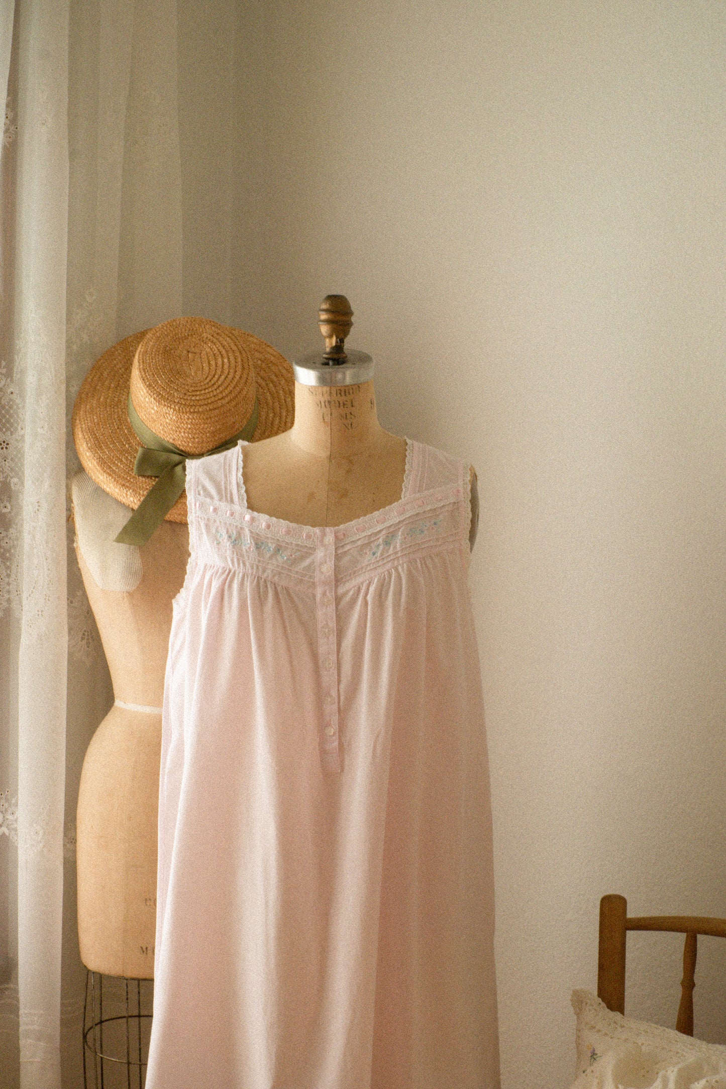 Vintage cotton embroidered pyjamas dress