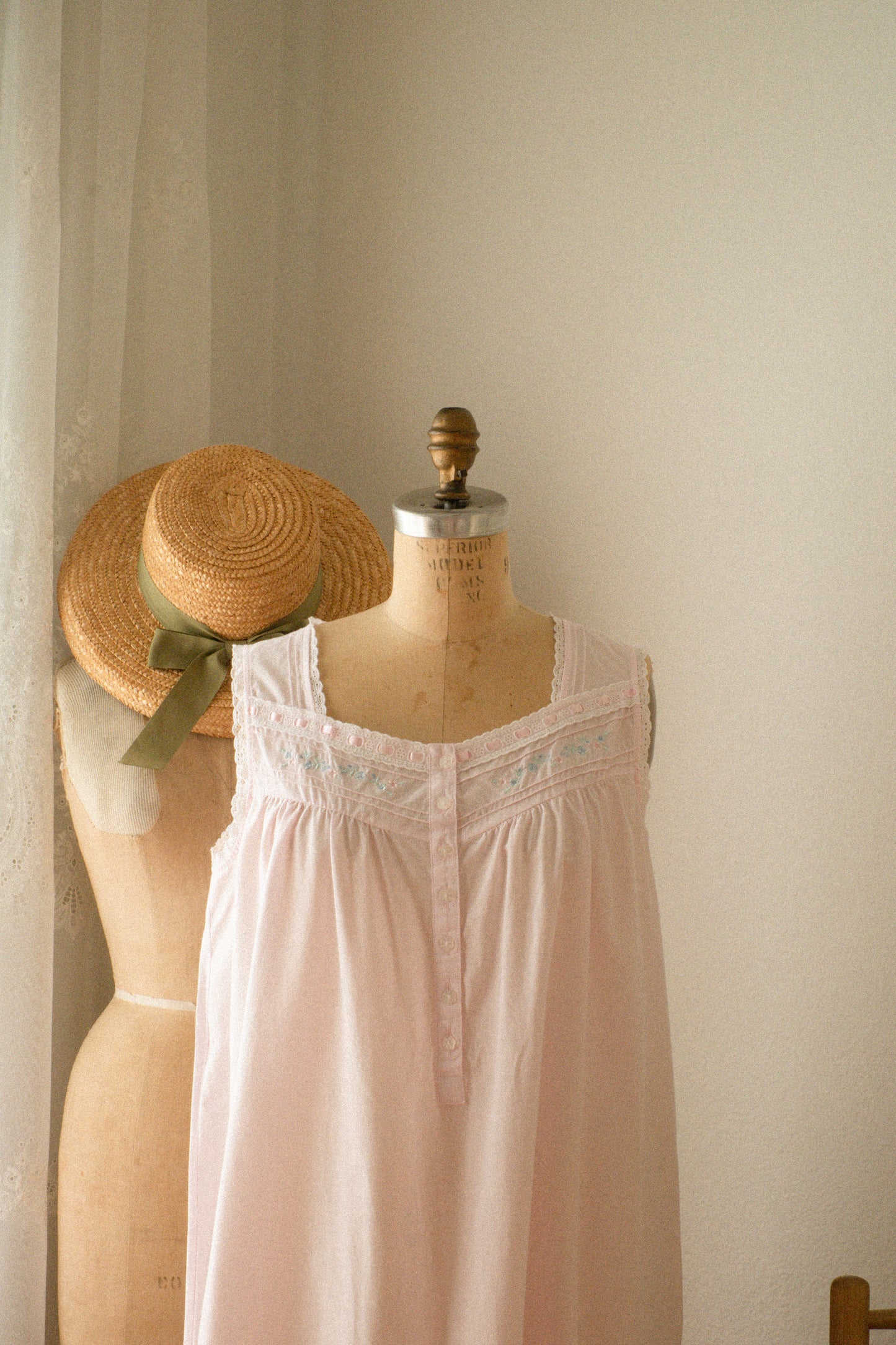 Vintage cotton embroidered pyjamas dress