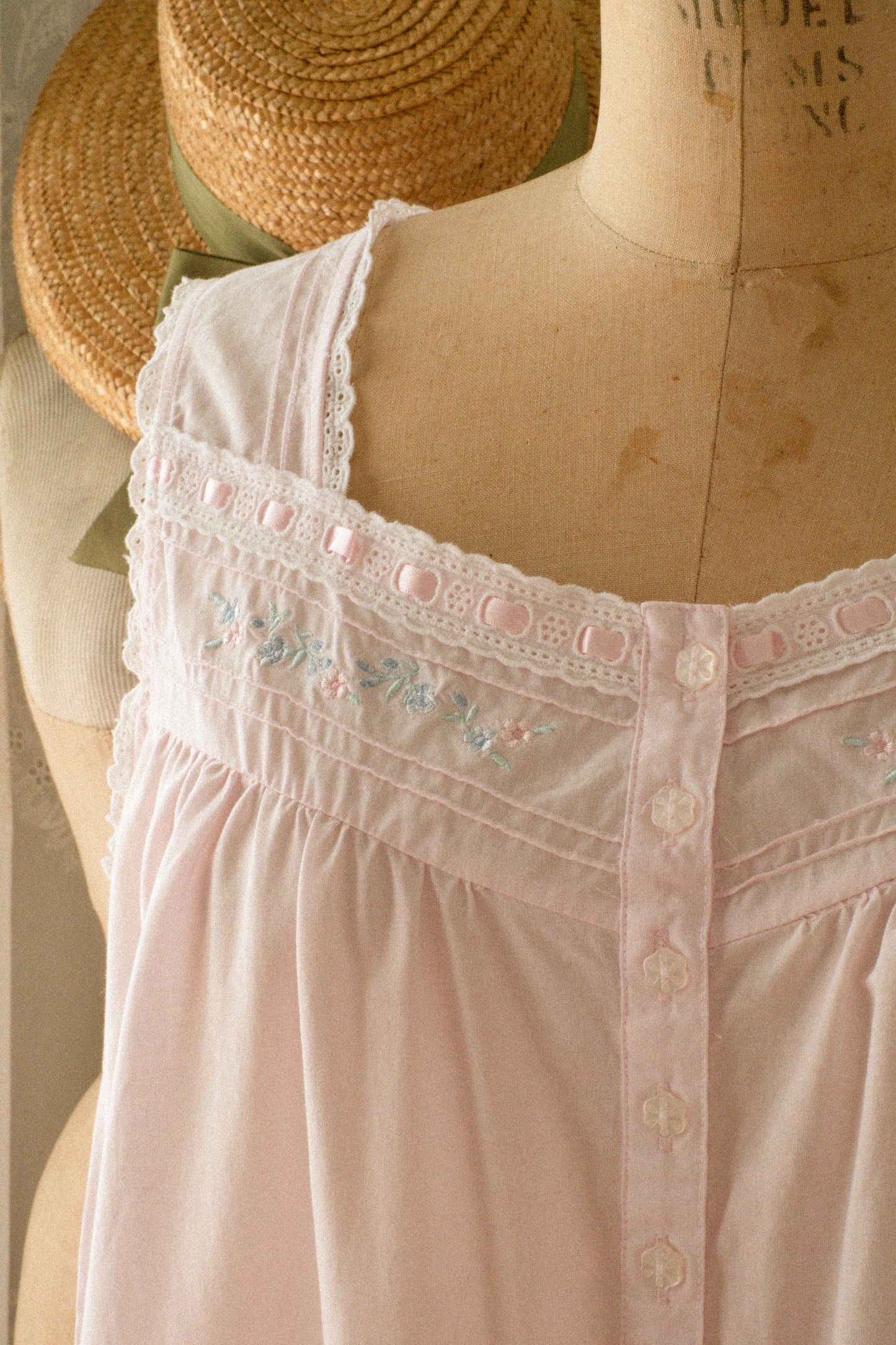Vintage cotton embroidered pyjamas dress