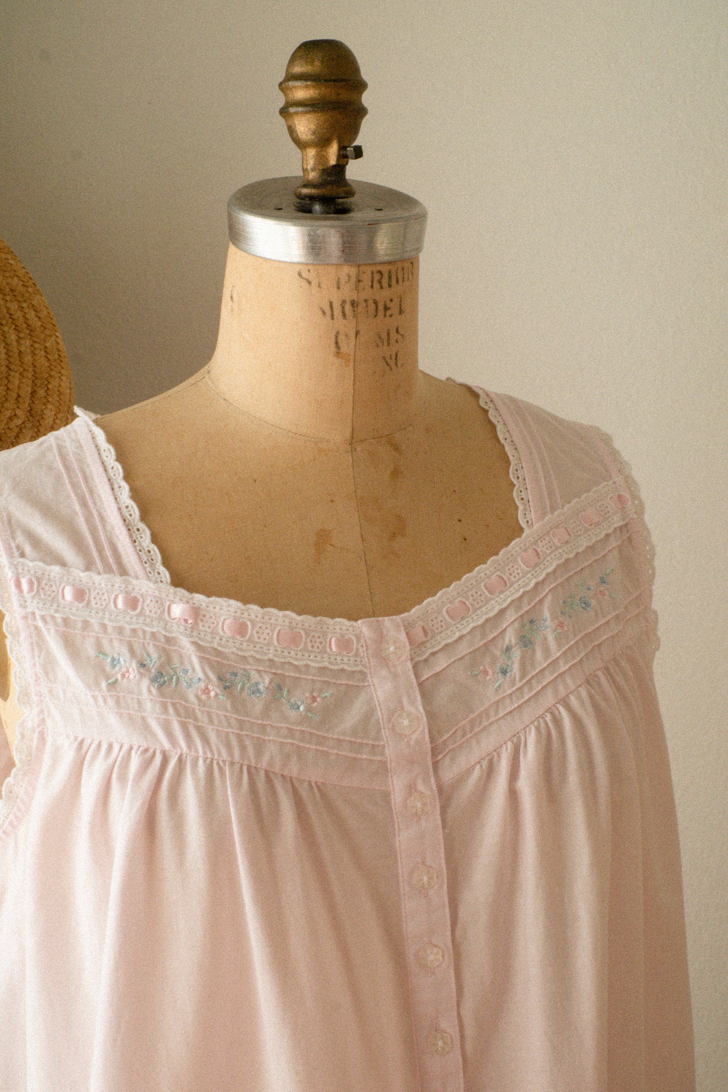 Vintage cotton embroidered pyjamas dress