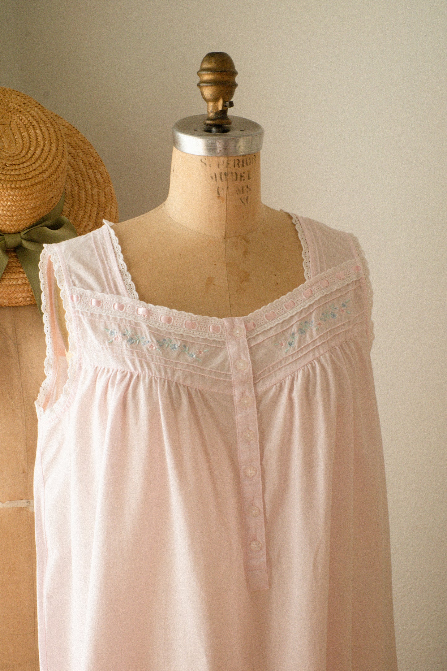 Vintage cotton embroidered pyjamas dress