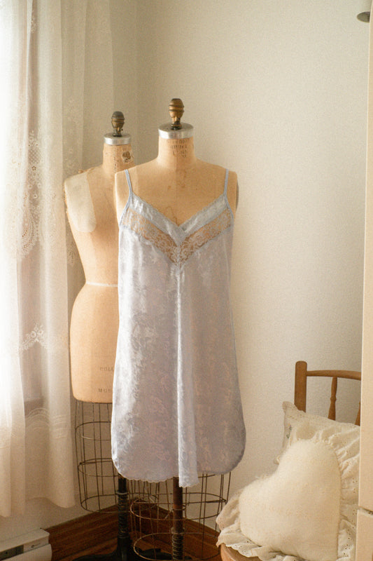 Vintage periwinkle satin slip dress