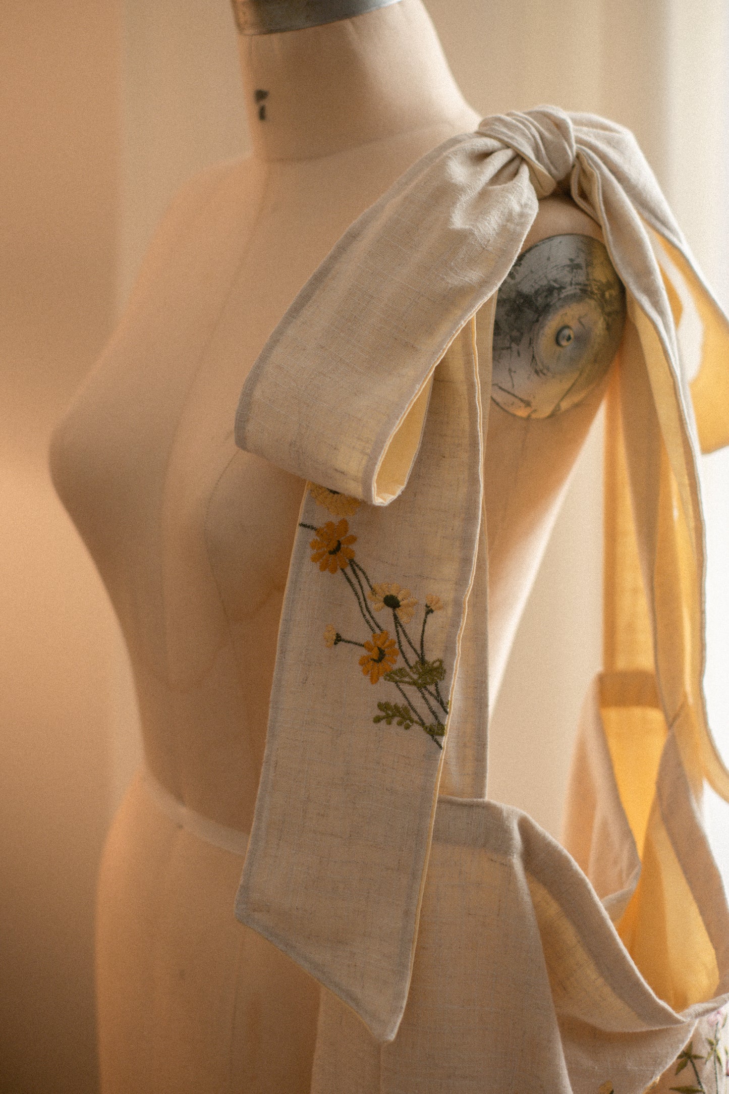 NEW♡ Handmade Ribbon floral embroidered tote bag - Daisy