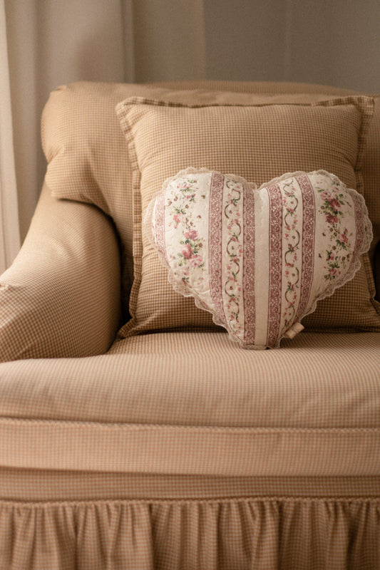 Handmade ruffled heart pillow - Elizabeth