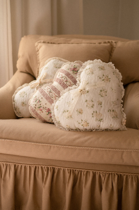 Handmade ruffled heart pillow - Elizabeth