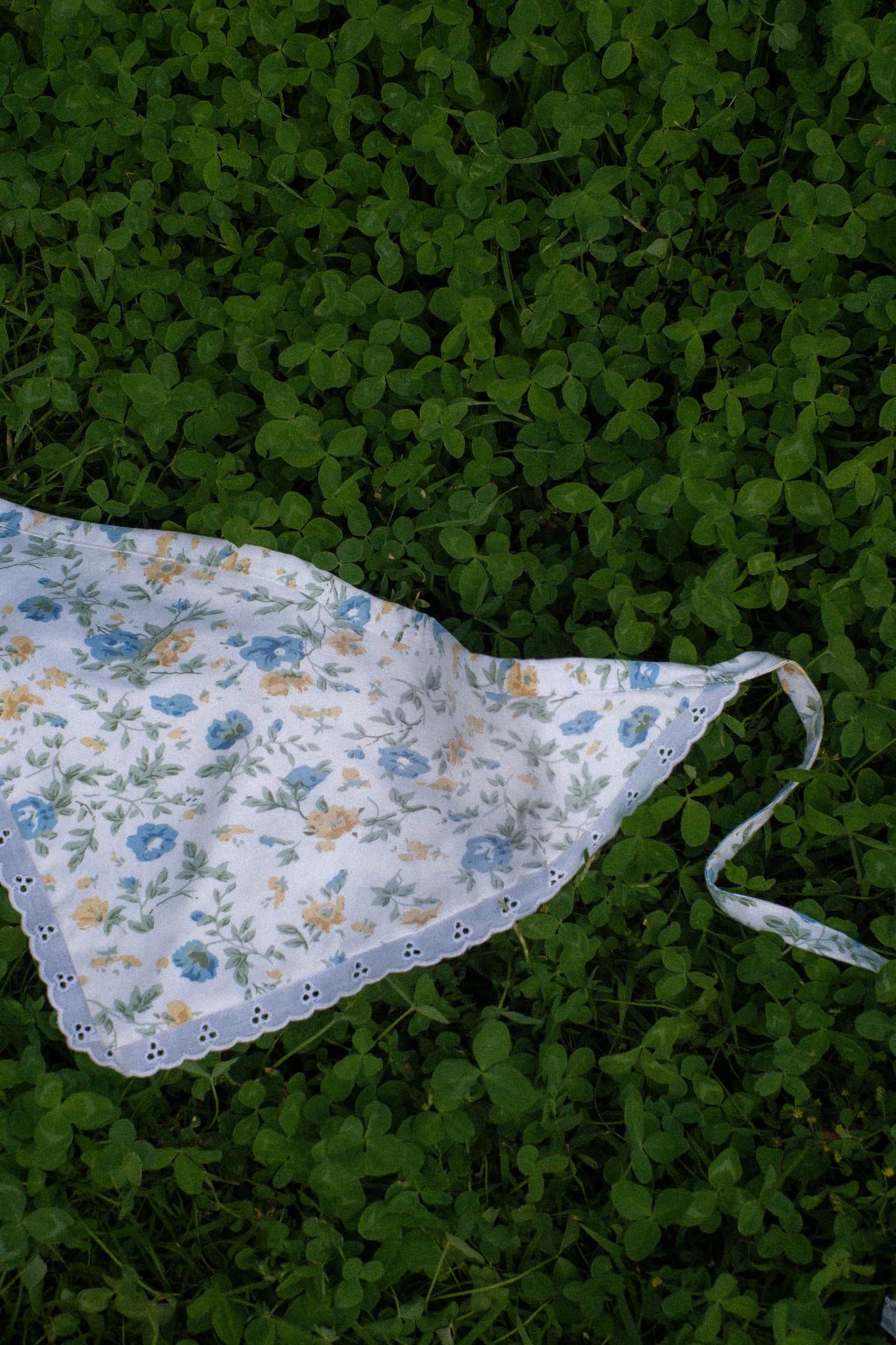 Handmade floral lace trimmed hankerchief bandana