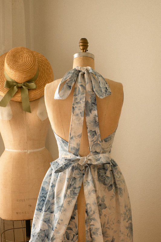 Handmade vintage inspired apron - porcelain
