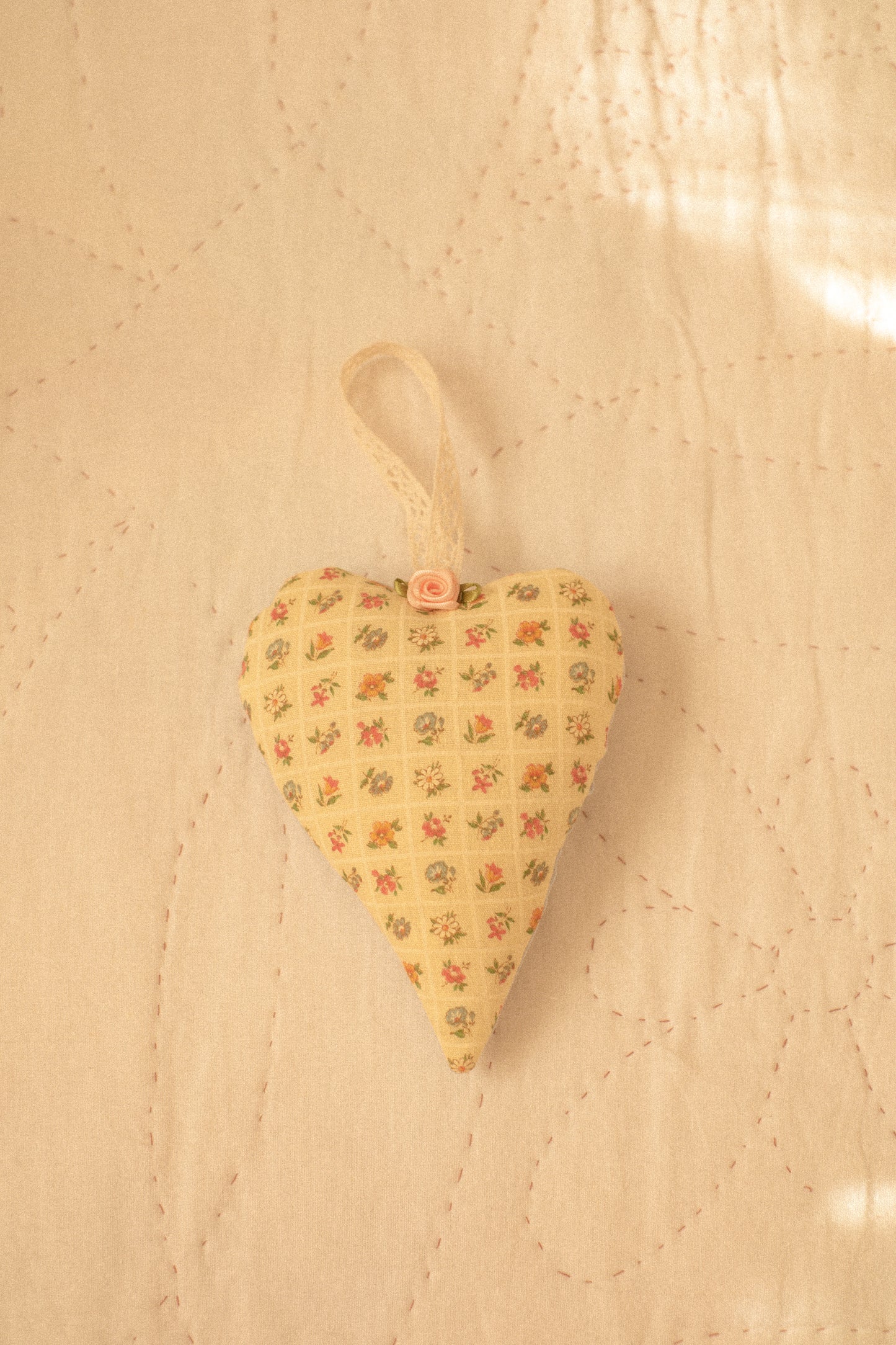 Handmade quilted heart shaped ornaments ♡