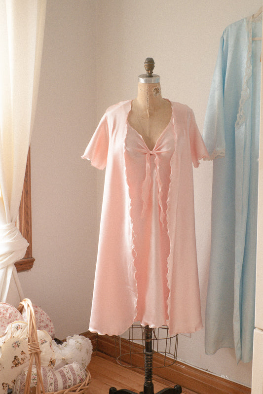 Vintage baby pink satin nighty & cover up set 🎀