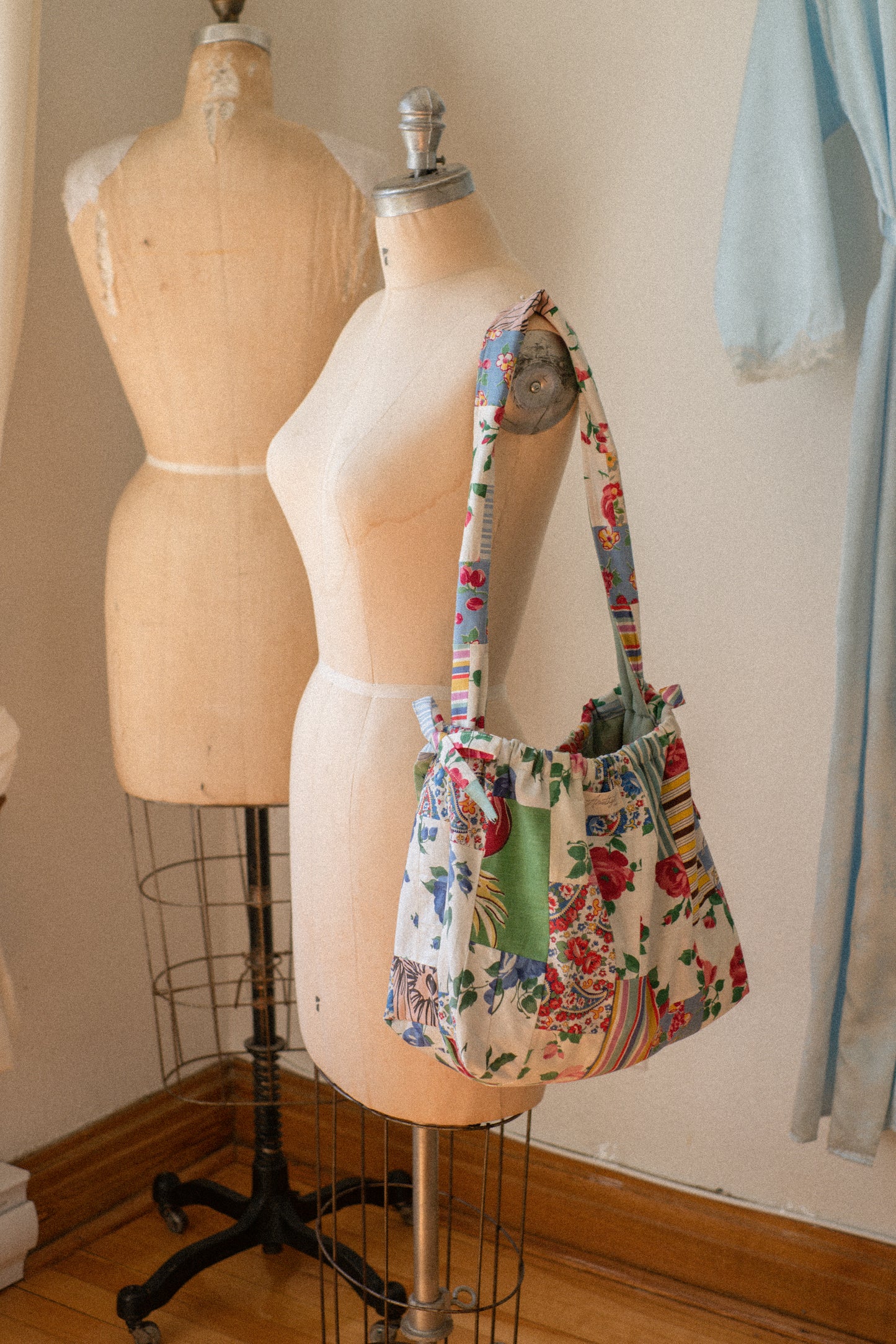New! Handmade patchwork cotton tote bag - Printemps