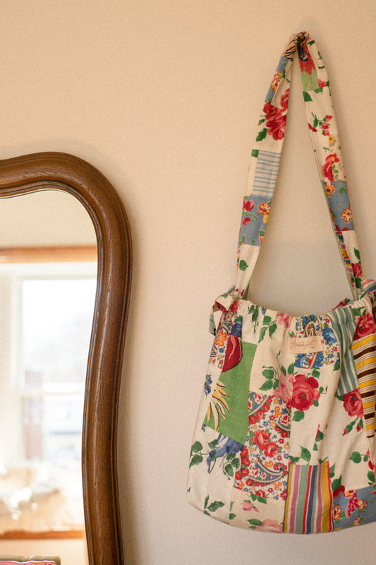 New! Handmade patchwork cotton tote bag - Printemps