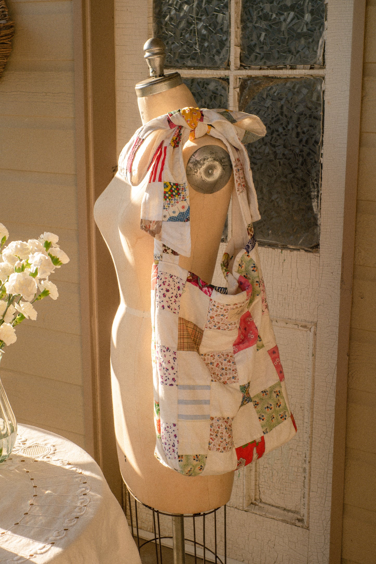 NEW♡ Handmade Ribbon patchwork quilted tote bag - Printemps