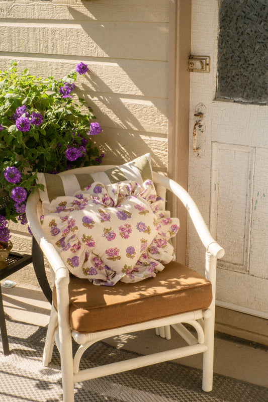 Handmade ruffled heart pillow - Violet