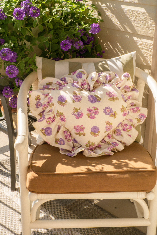 Handmade ruffled heart pillow - Violet