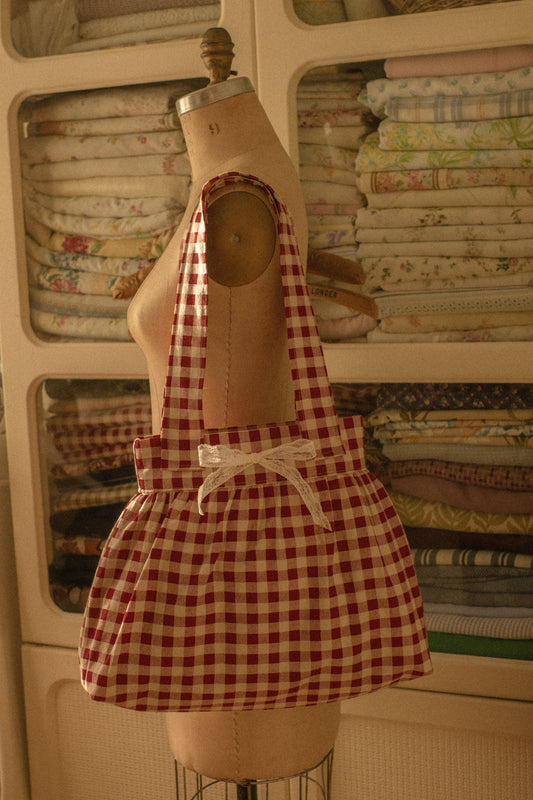 Handmade gingham book tote