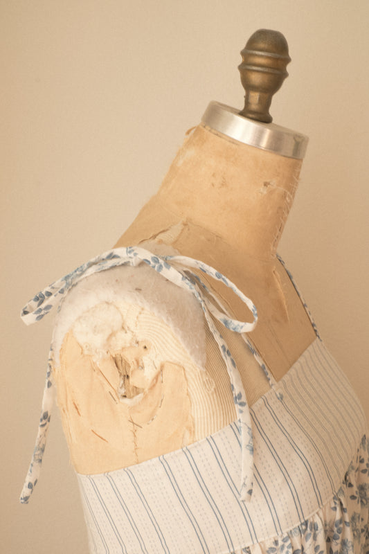 Handmade vintage cotton dressing gown set ♡ porcelain blue