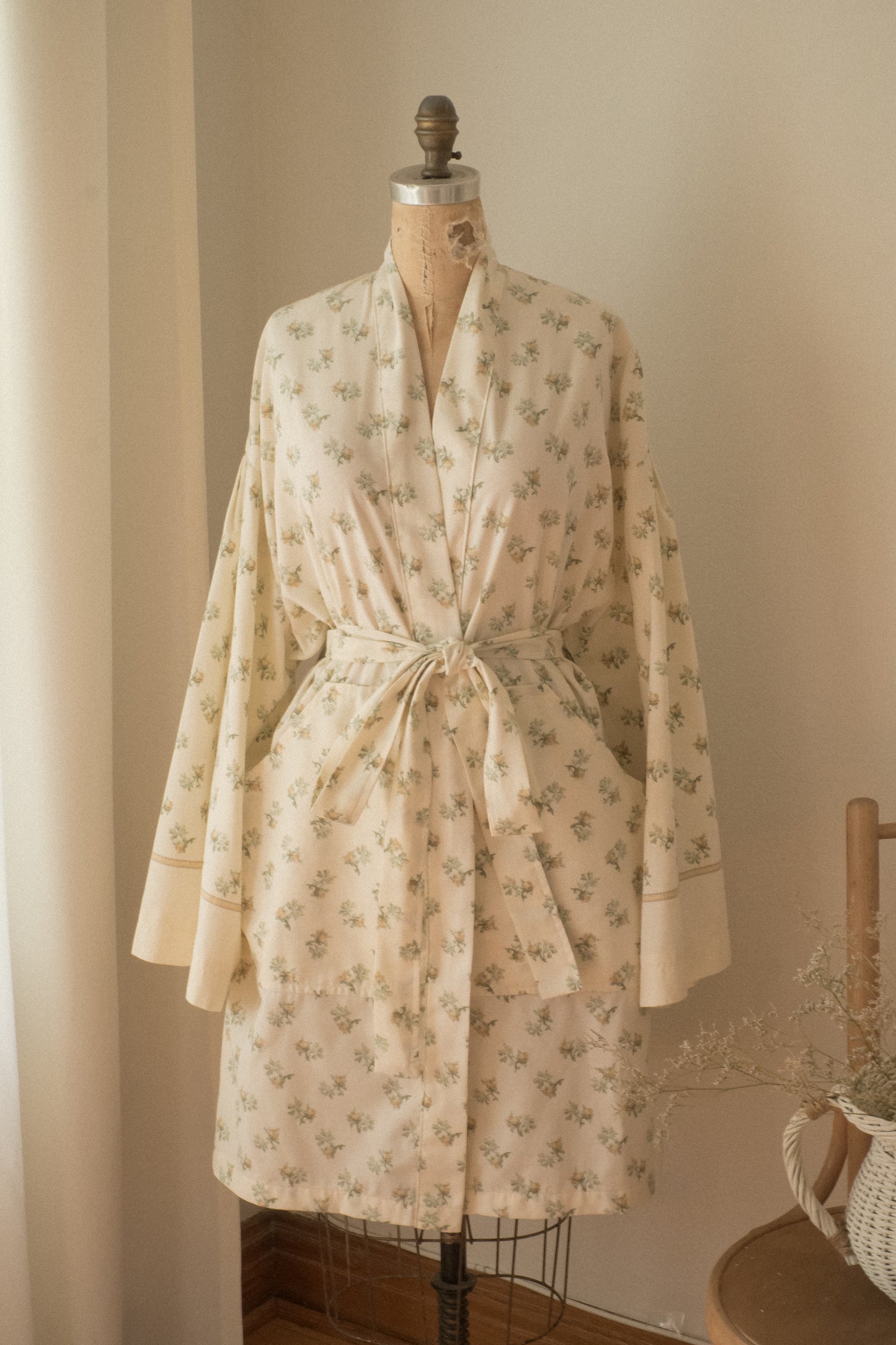 Handmade vintage cotton dressing gown ♡ sage