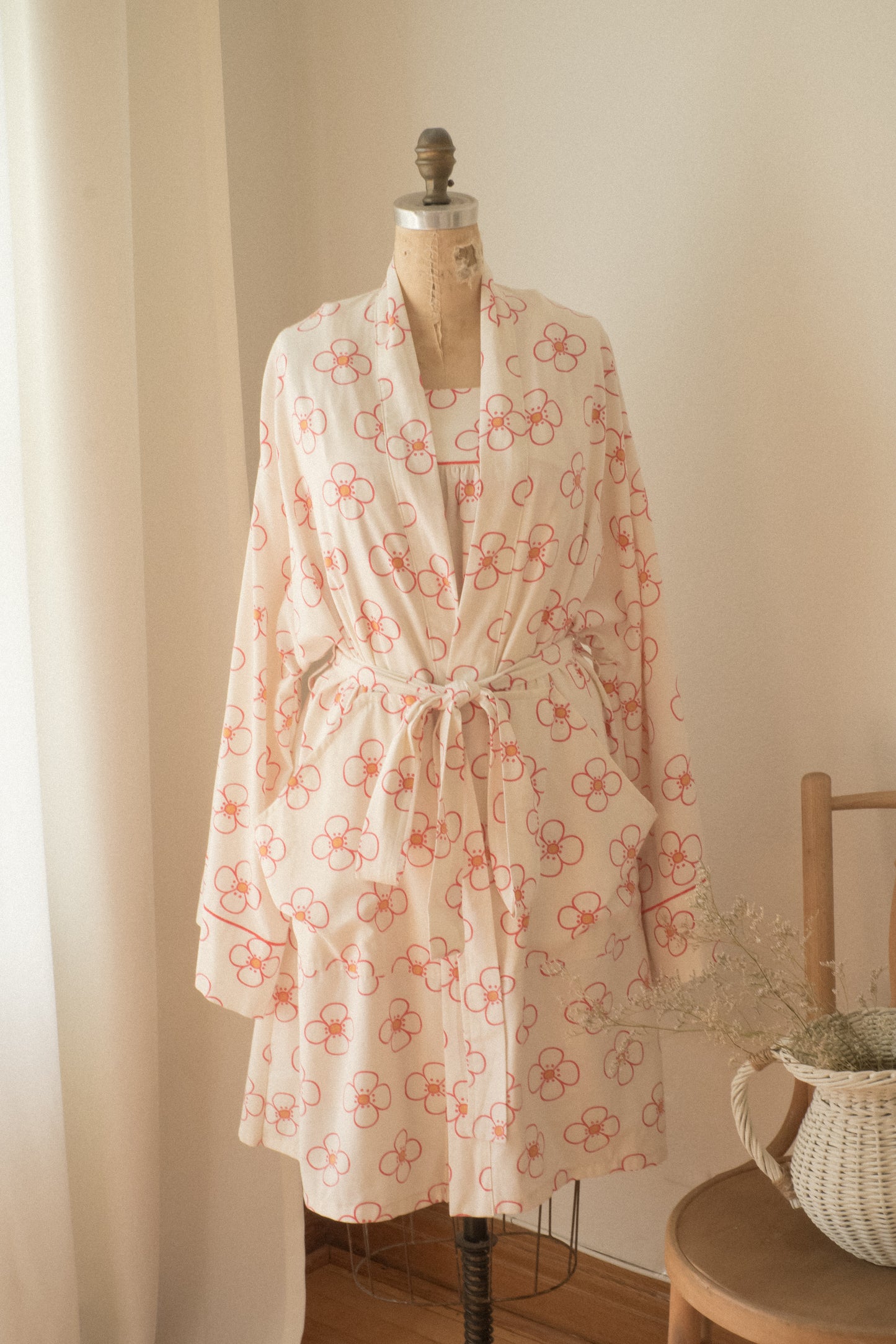 Handmade vintage cotton dressing gown set ♡ pinky promise