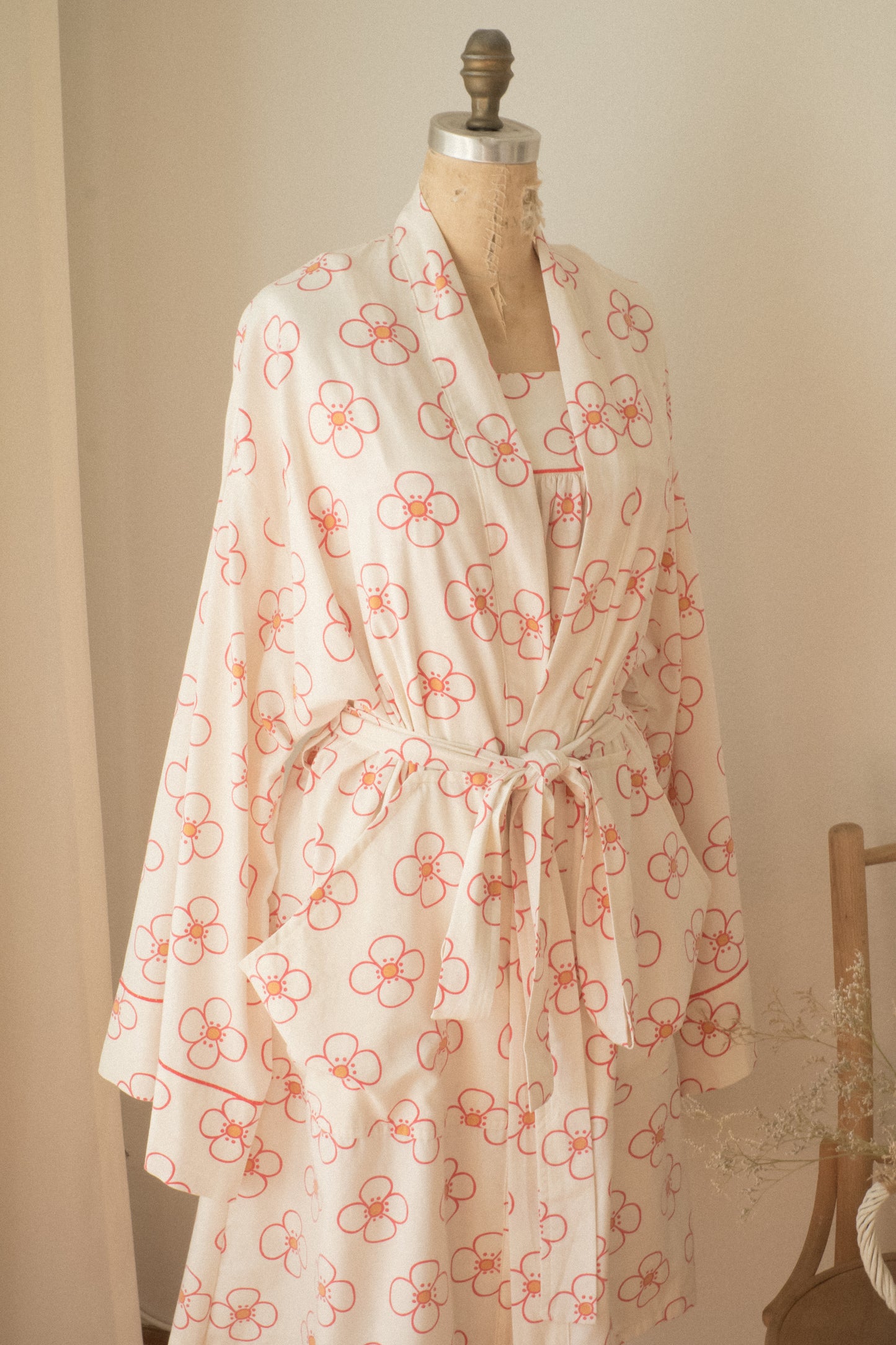 Handmade vintage cotton dressing gown set ♡ pinky promise