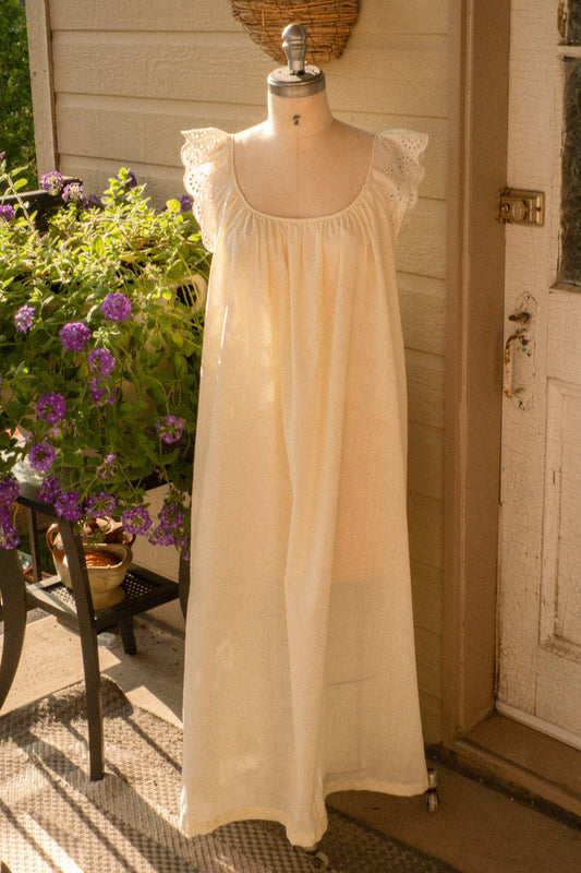 Vintage eyelet butter yellow night gown