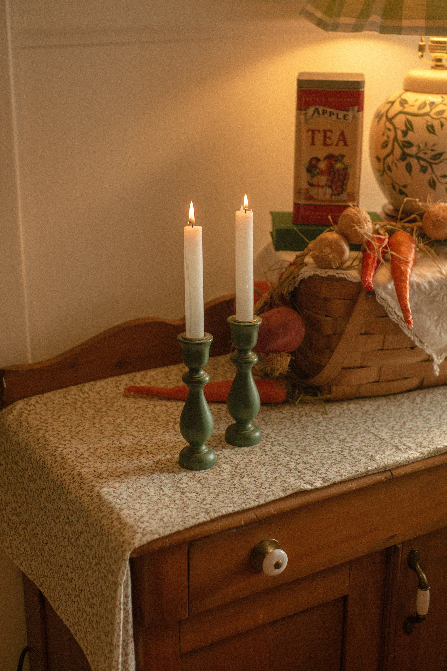vintage wooden candlesticks