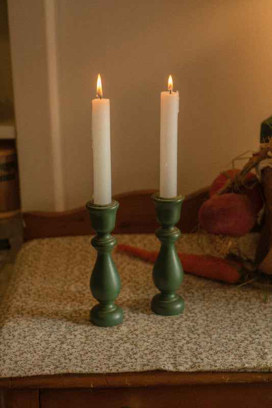 vintage wooden candlesticks
