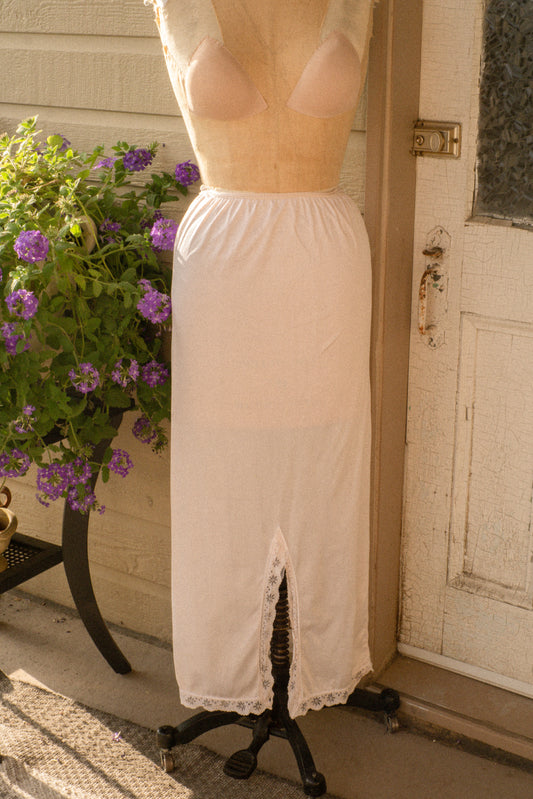 Vintage maxi length light pink lacey slip