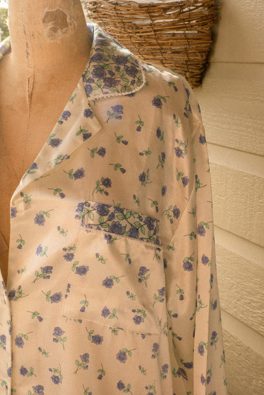 Vintage dainty floral satin sleep dress