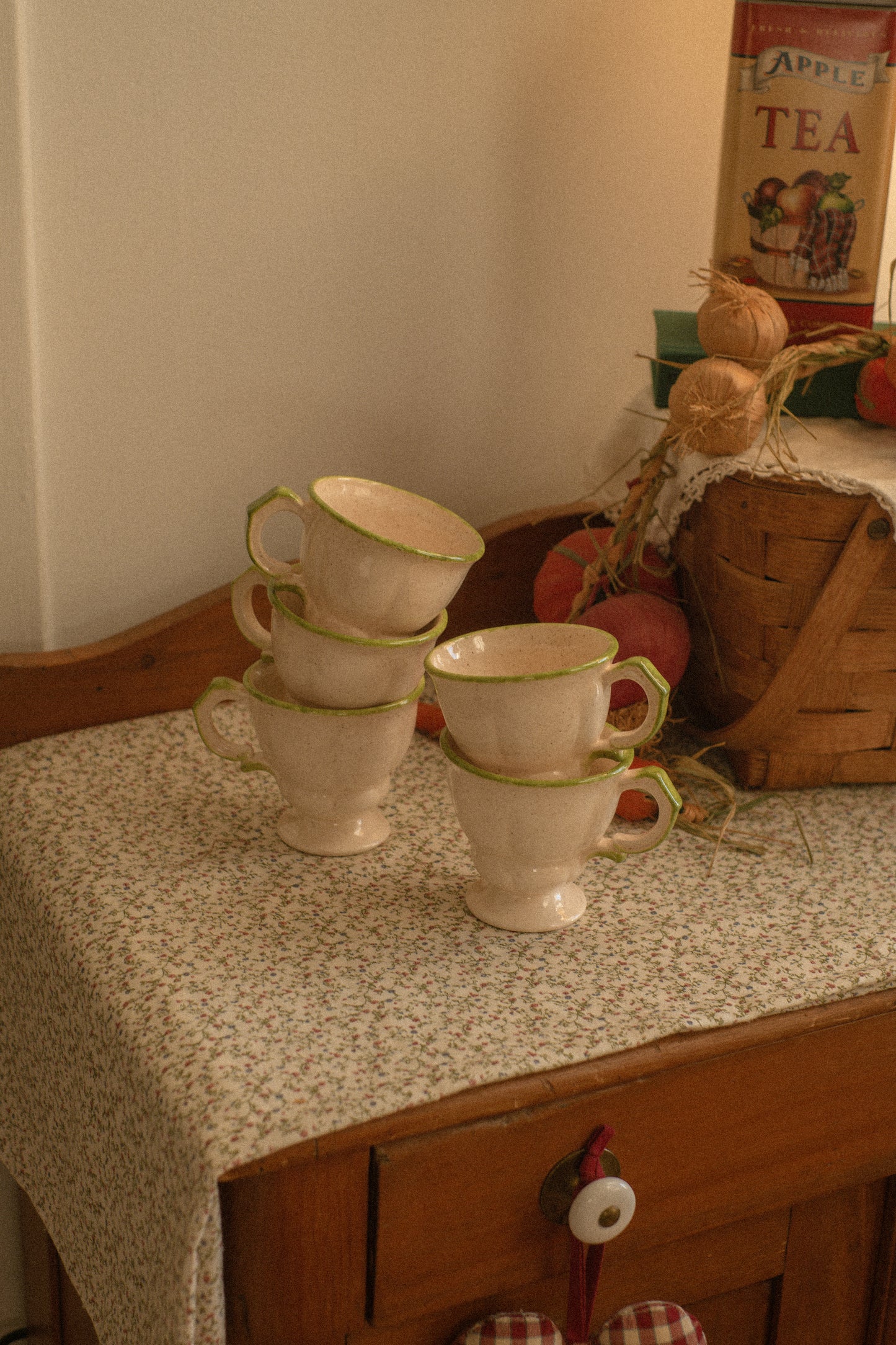 Vintage handmade pottery tea cup set