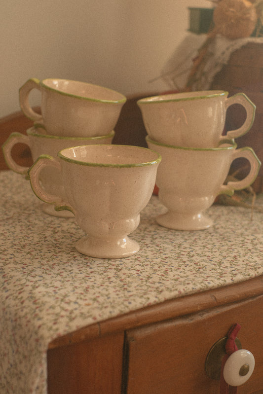 Vintage handmade pottery tea cup set