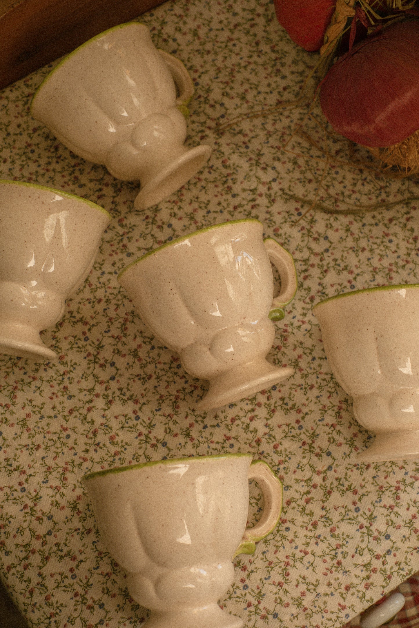 Vintage handmade pottery tea cup set