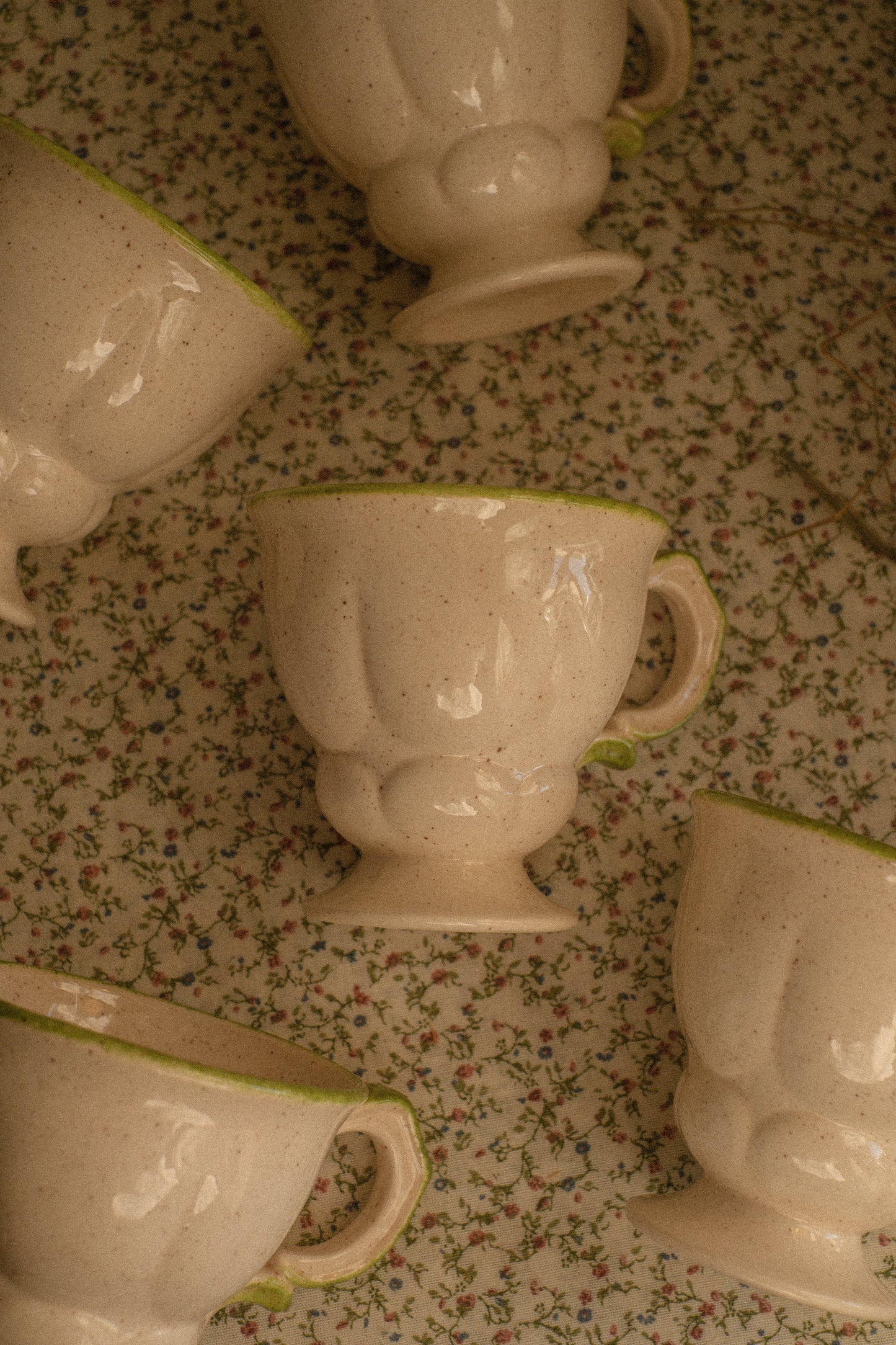 Vintage handmade pottery tea cup set