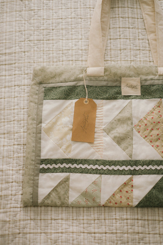 Handmade quilted reusable bag - mossy ♡