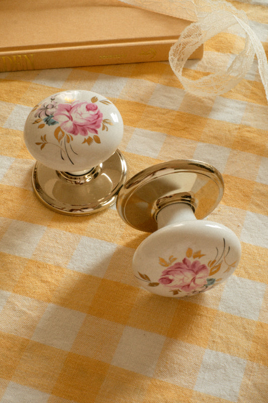 Vintage hand-painted porcelain door knob Set