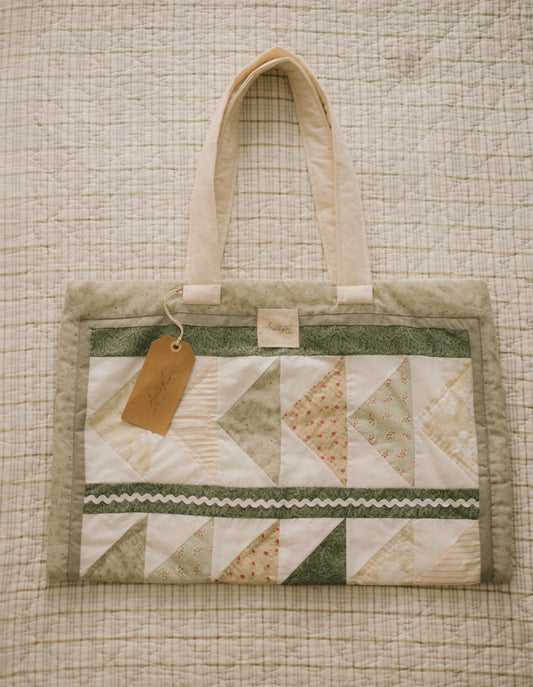 Handmade quilted reusable bag - mossy ♡